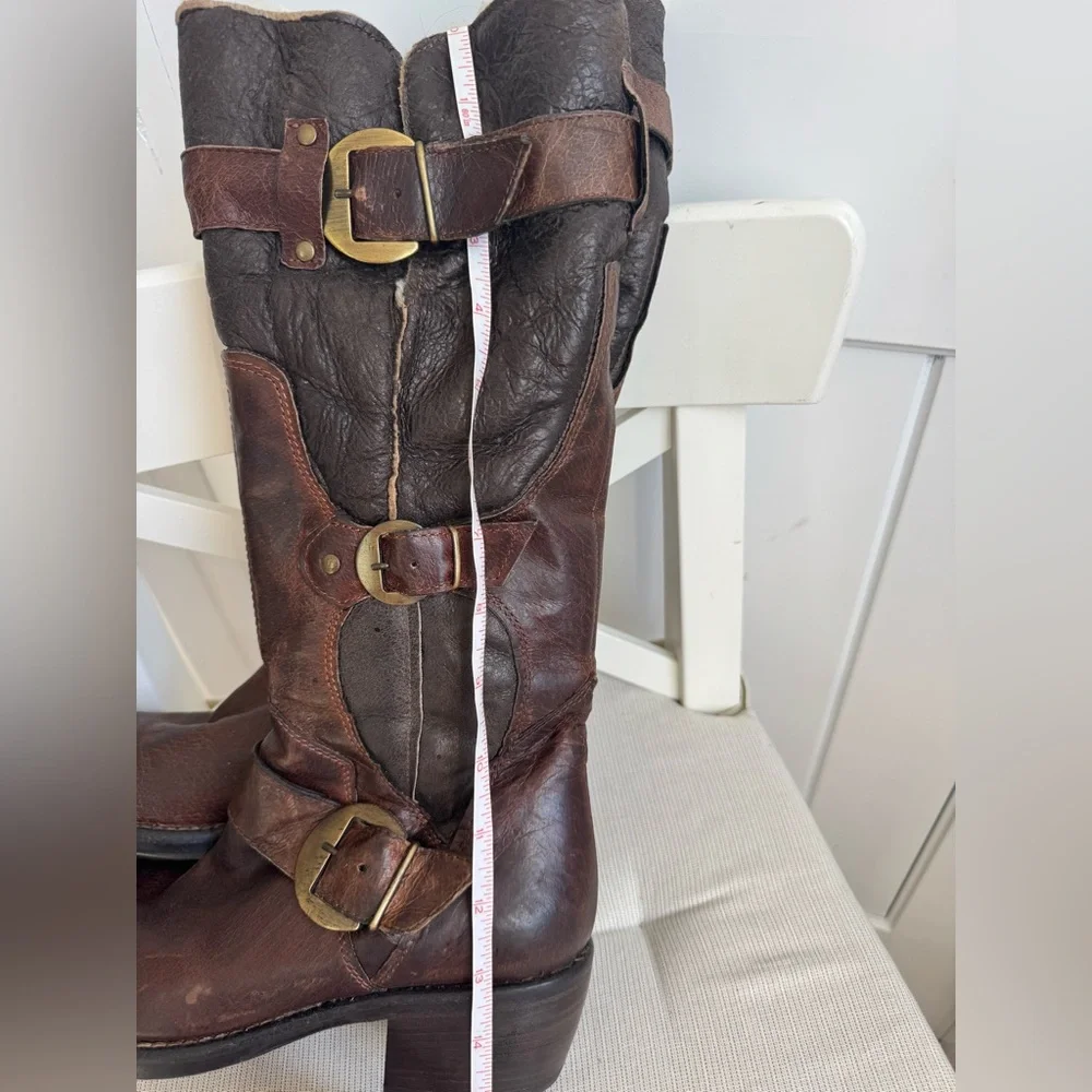 Manas Design Brown Leather Winter Boots Size 37 Made in Italy